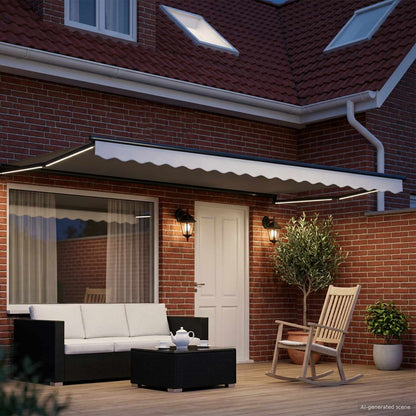 Tenda retrattile manuale con LED Bianco e Antracite 4 × 3 m | homemem39