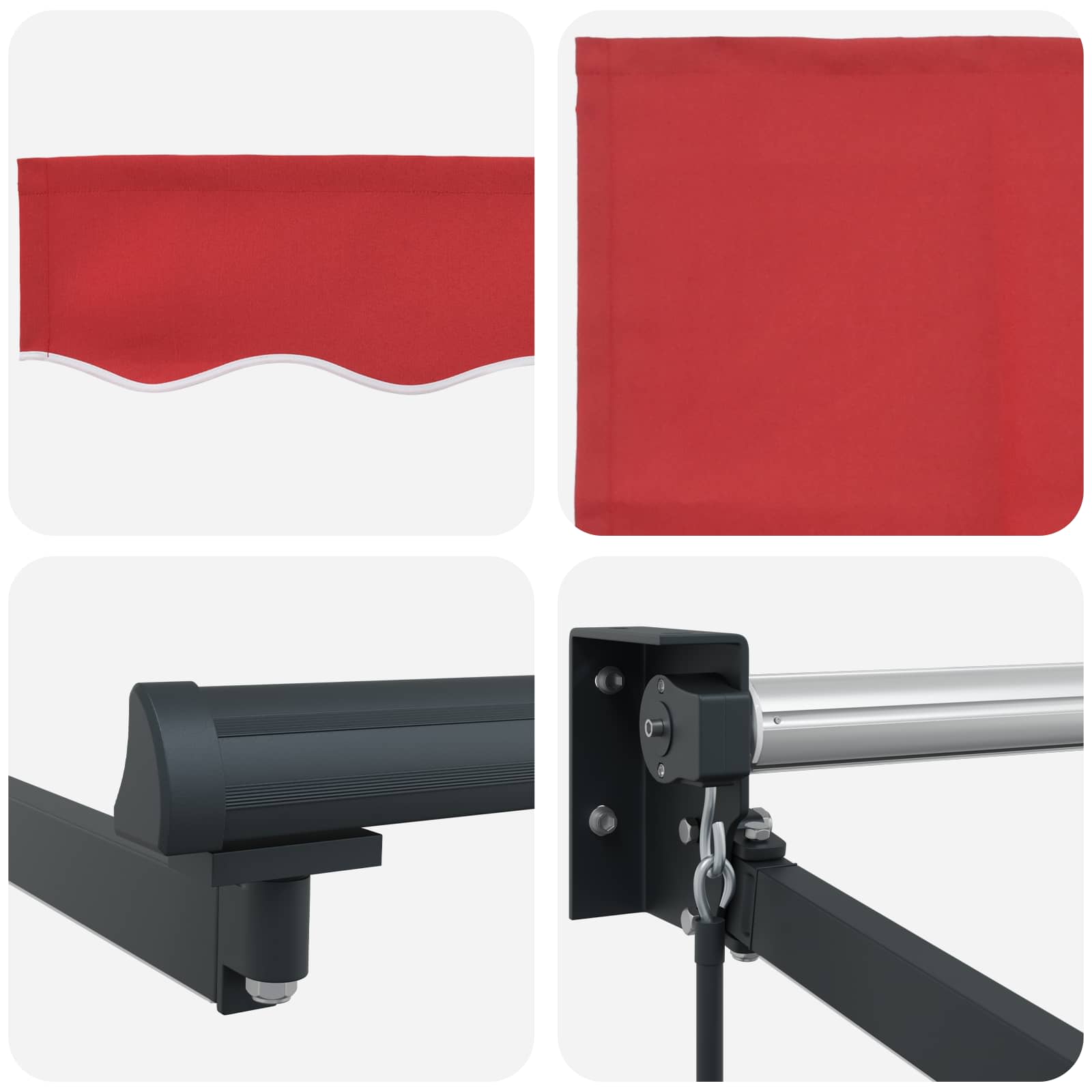 Tenda retrattile manuale con LED Rosso e Antracite 4 × 3 m | homemem39