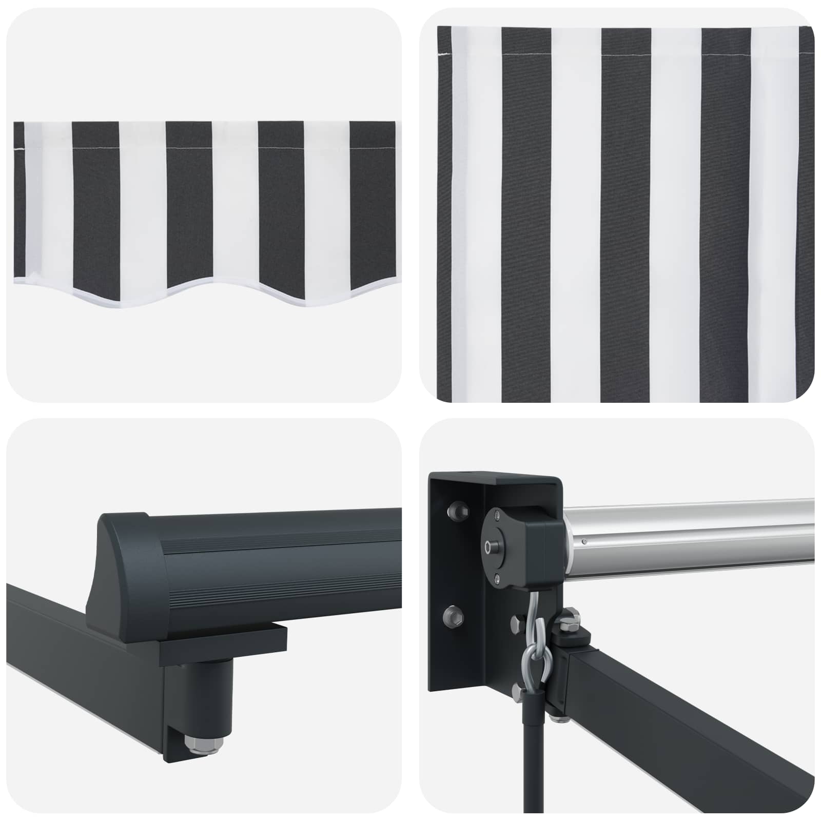Tenda retrattile manuale con LED Antracite e Bianco 4,5 × 3 m | homemem39