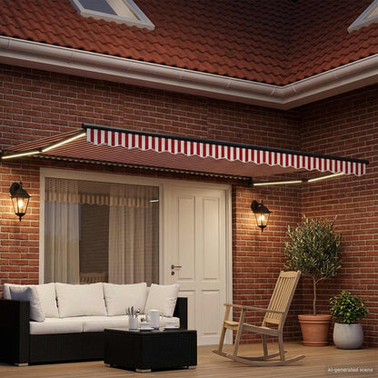 Tenda retrattile manuale con LED 4,5 × 3 m | homemem39