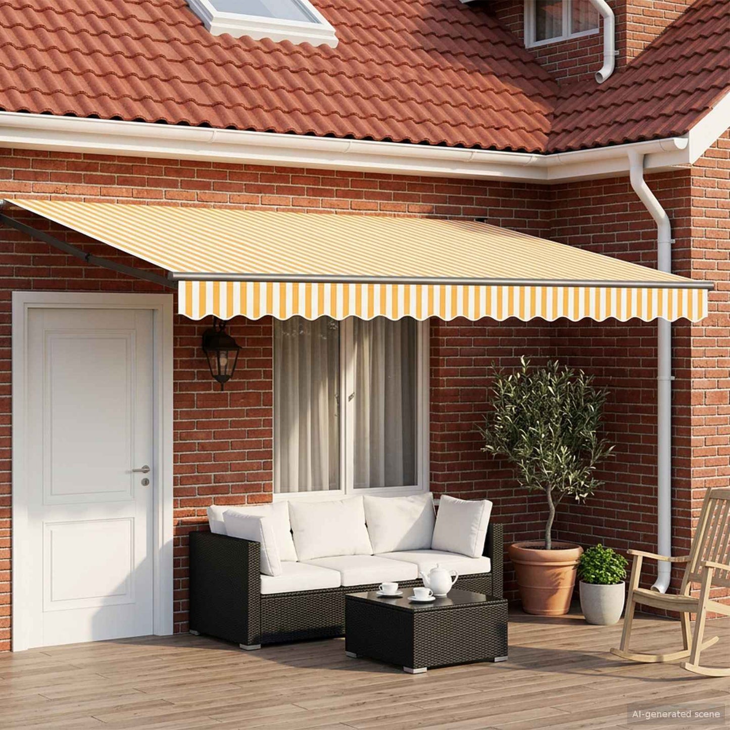 Tenda retrattile manuale con LED 5 x 3 m | homemem39