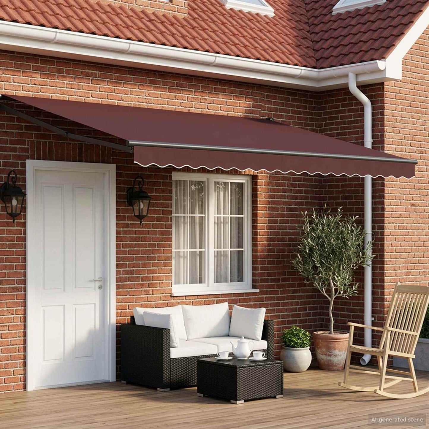 Tenda retrattile manuale con LED Marrone e Antracite 5 x 3 m | homemem39