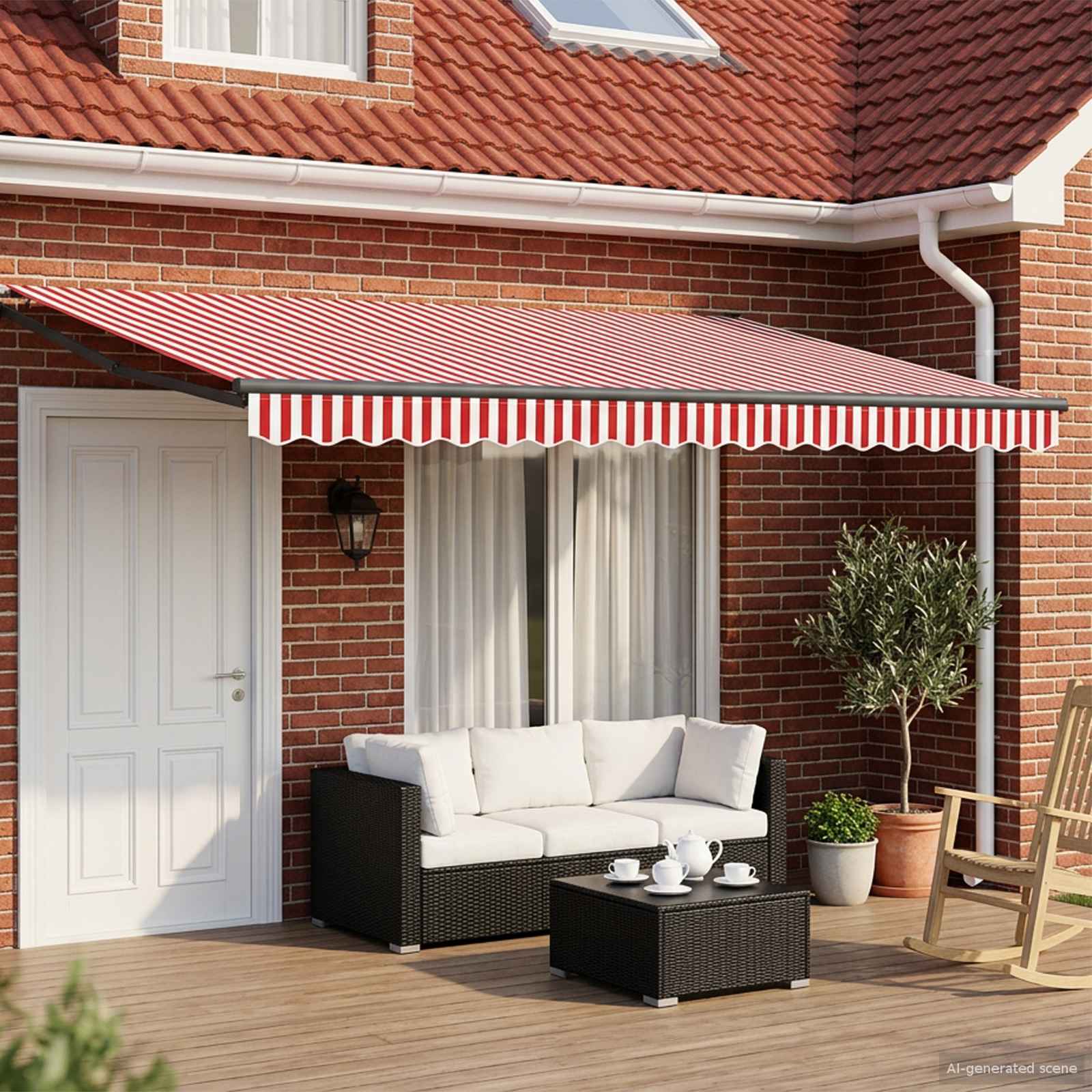 Tenda retrattile manuale con LED 5 x 3 m | homemem39