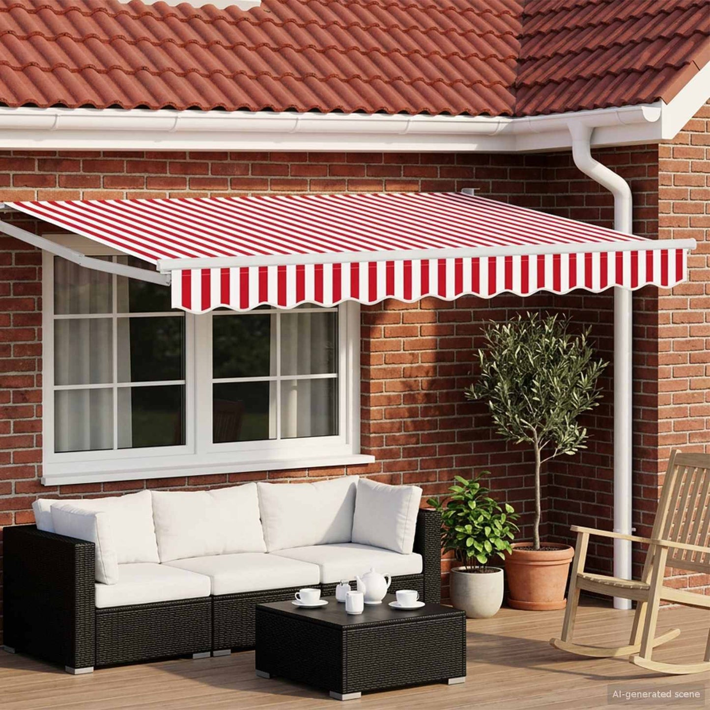Tettuccio Elettrico Retrattile Rosso e Bianco 3,5 x 2,5 m | homemem39