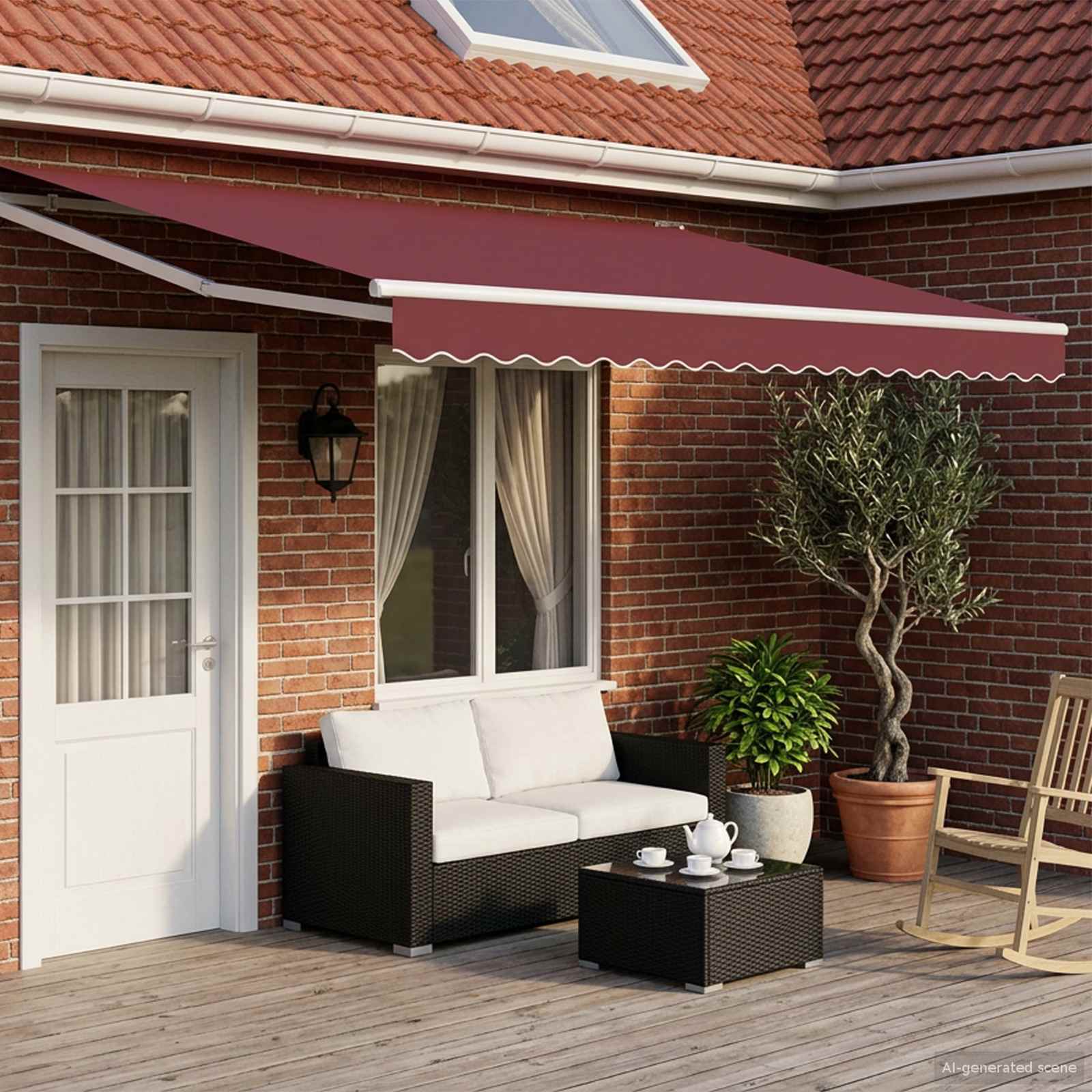 Tettuccio Elettrico Retrattile Rosso Borgogna 4,5 × 3 m | homemem39