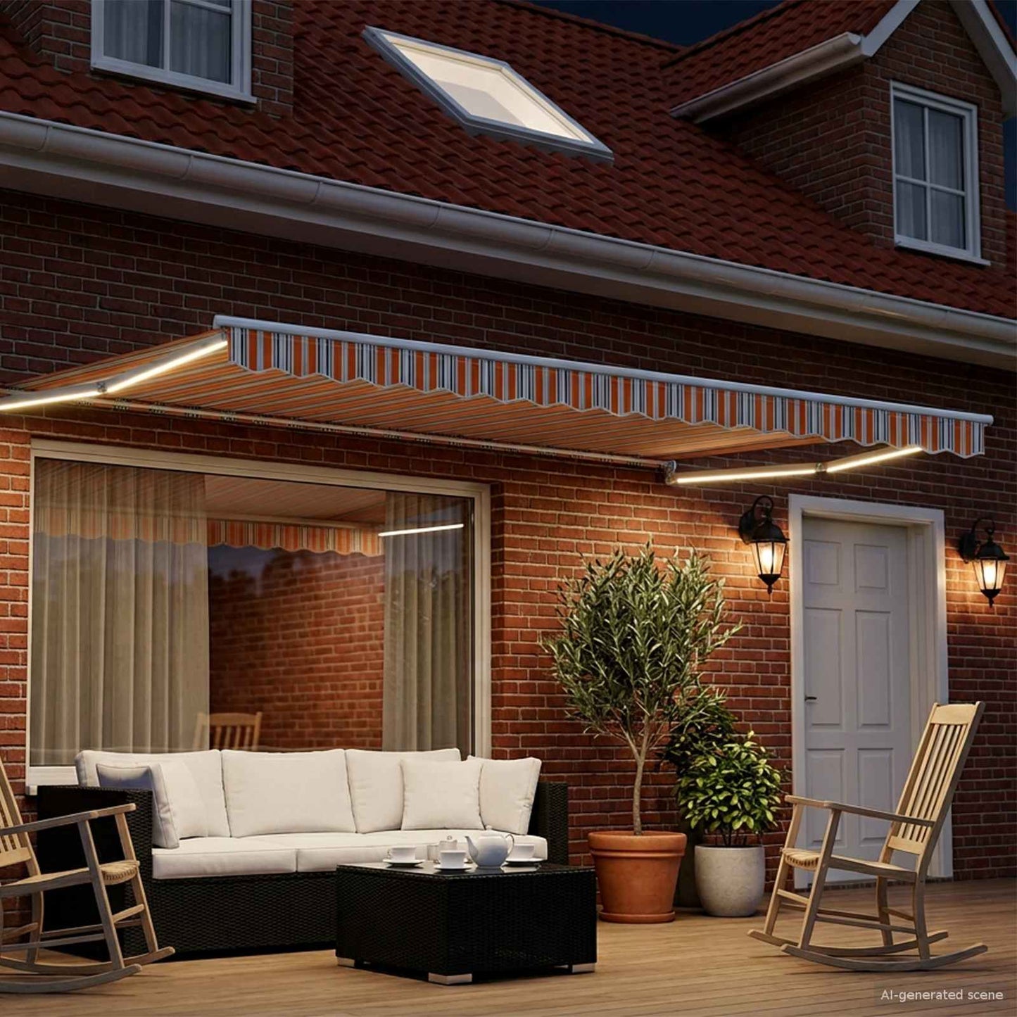 Tettuccio Elettrico Retrattile Blu e Arancione 4,5 × 3 m | homemem39
