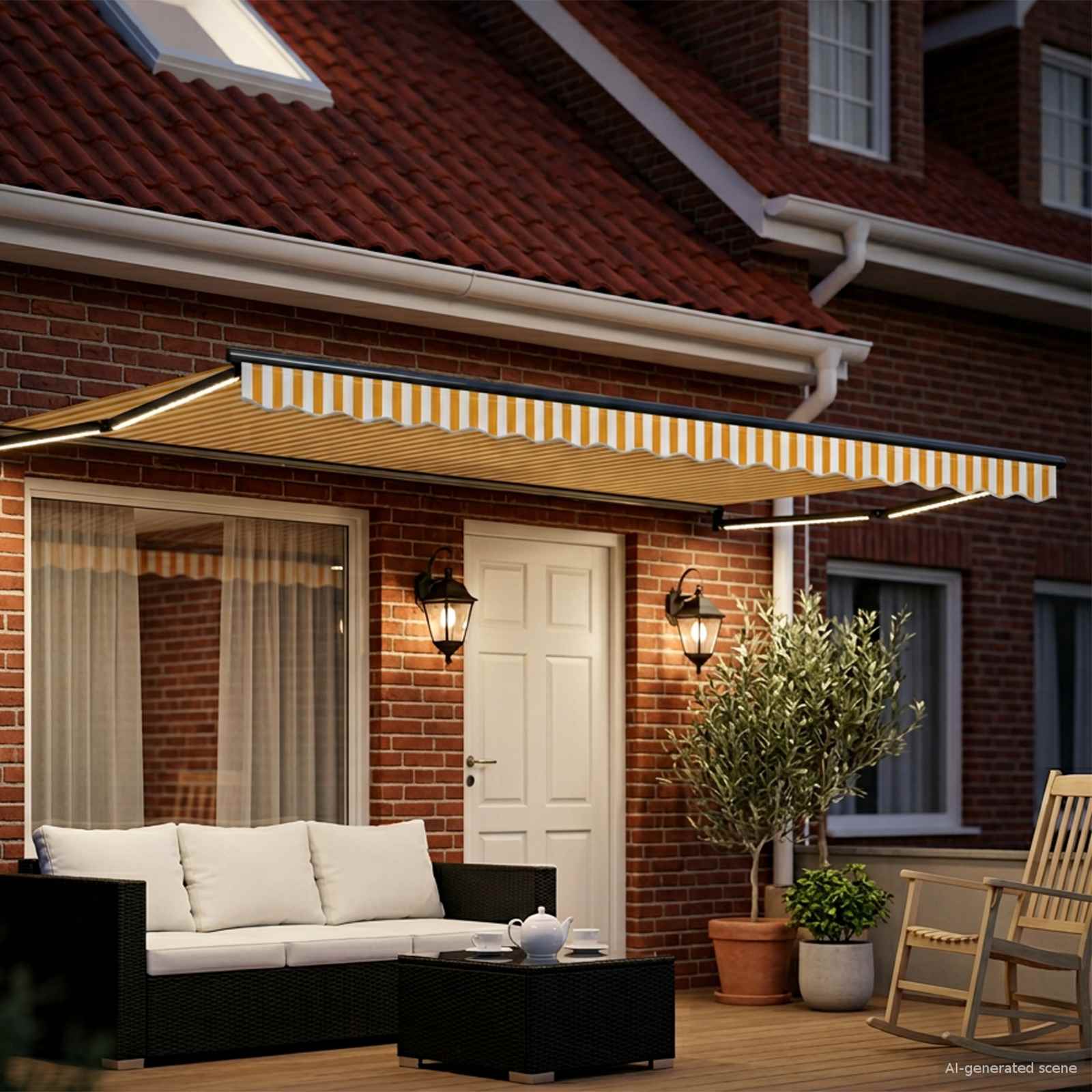 Tettuccio Elettrico Retrattile Giallo e Bianco 4 x 2 m | homemem39