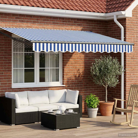 Tettuccio Elettrico Retrattile Blu e Bianco 3 x 2,5 m | homemem39