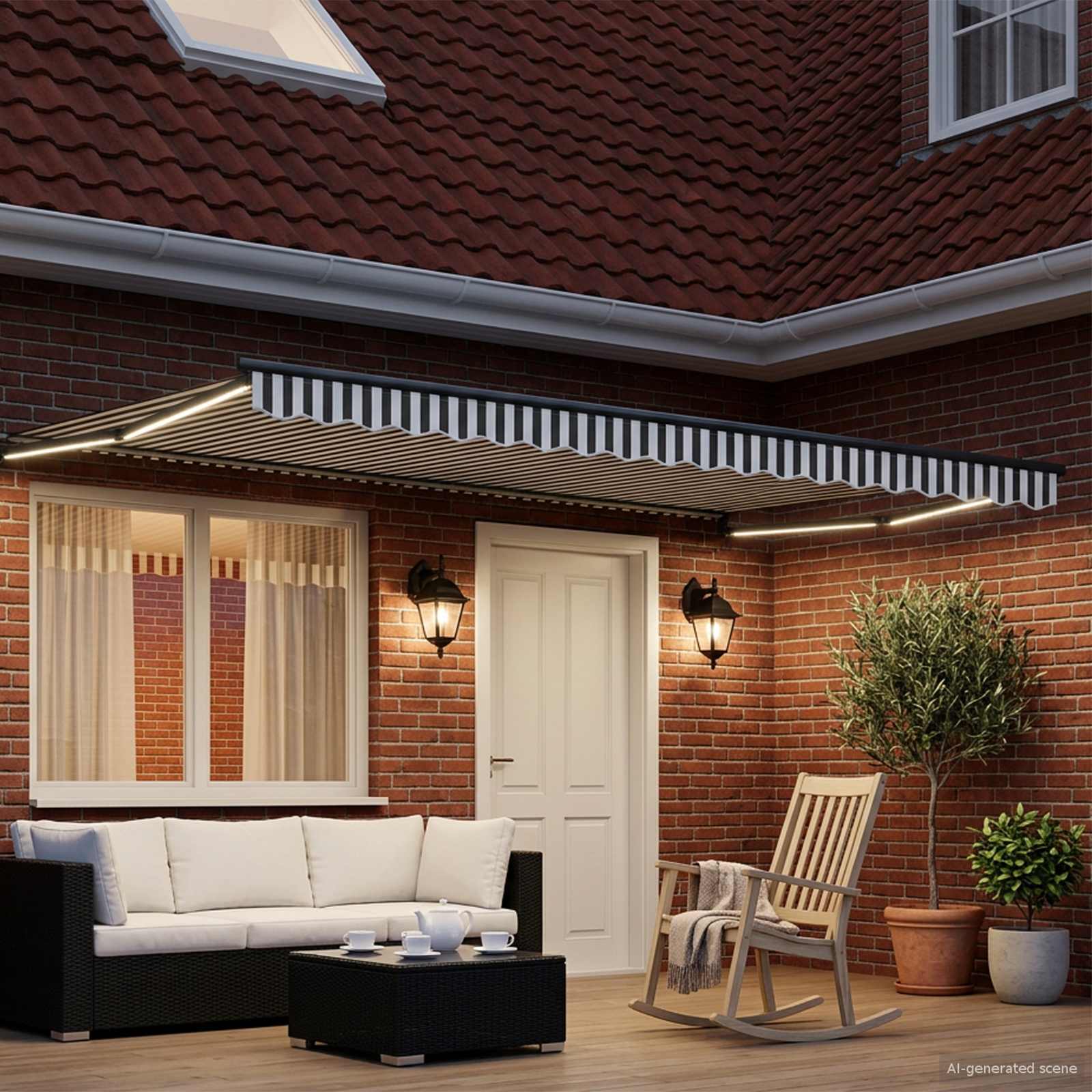 Tettuccio Elettrico Retrattile Antracite e Bianco 4 × 3 m | homemem39