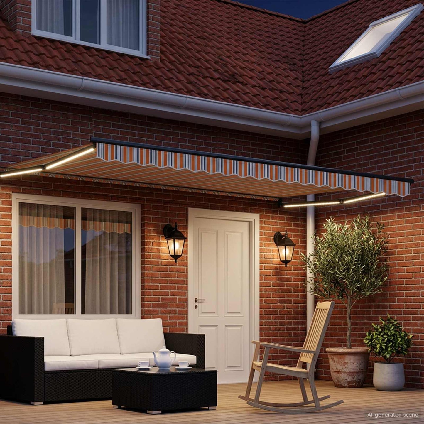 Tettuccio Elettrico Retrattile Blu e Arancione 4 × 3 m | homemem39