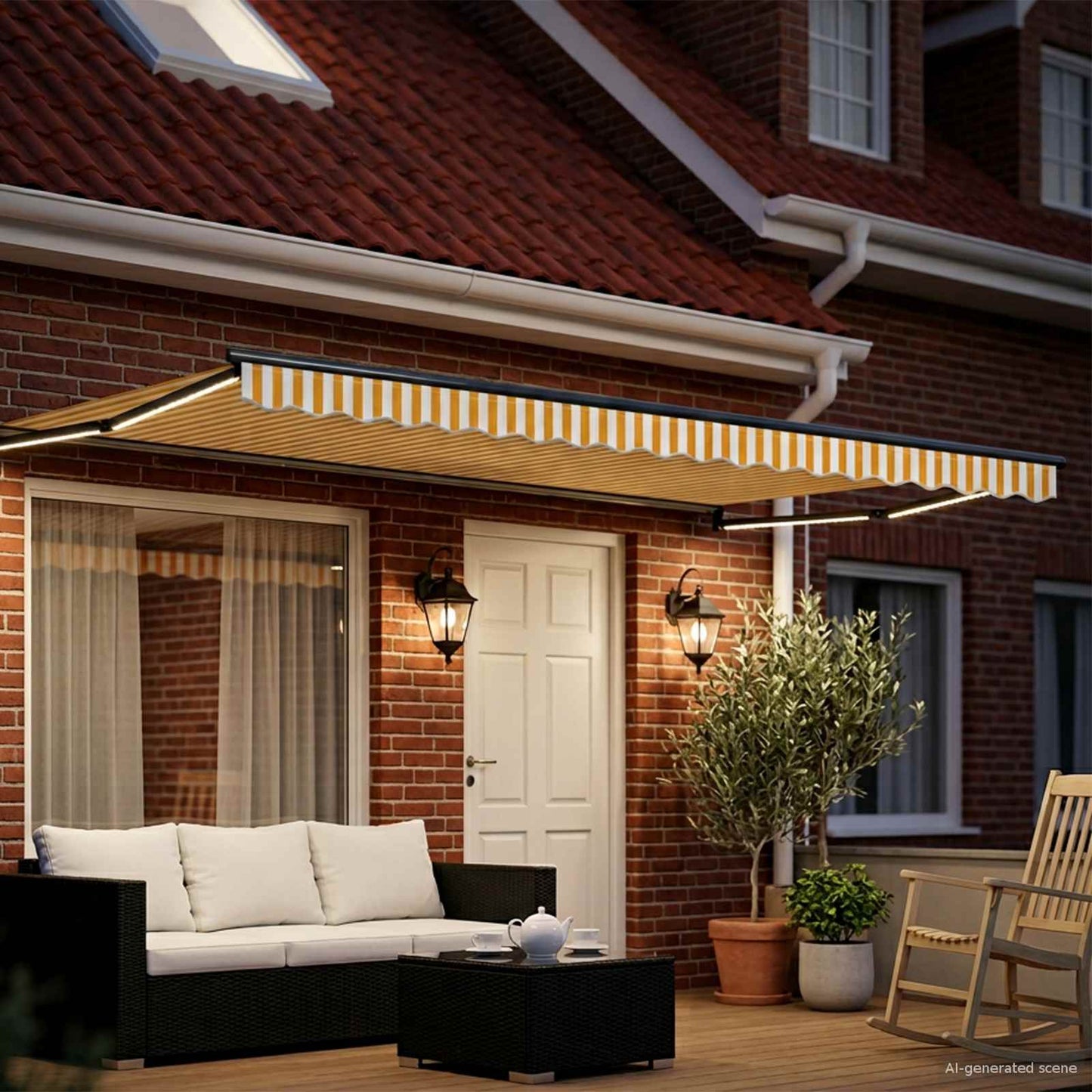 Tettuccio Elettrico Retrattile Arancione e bianco 4,5 × 3 m | homemem39