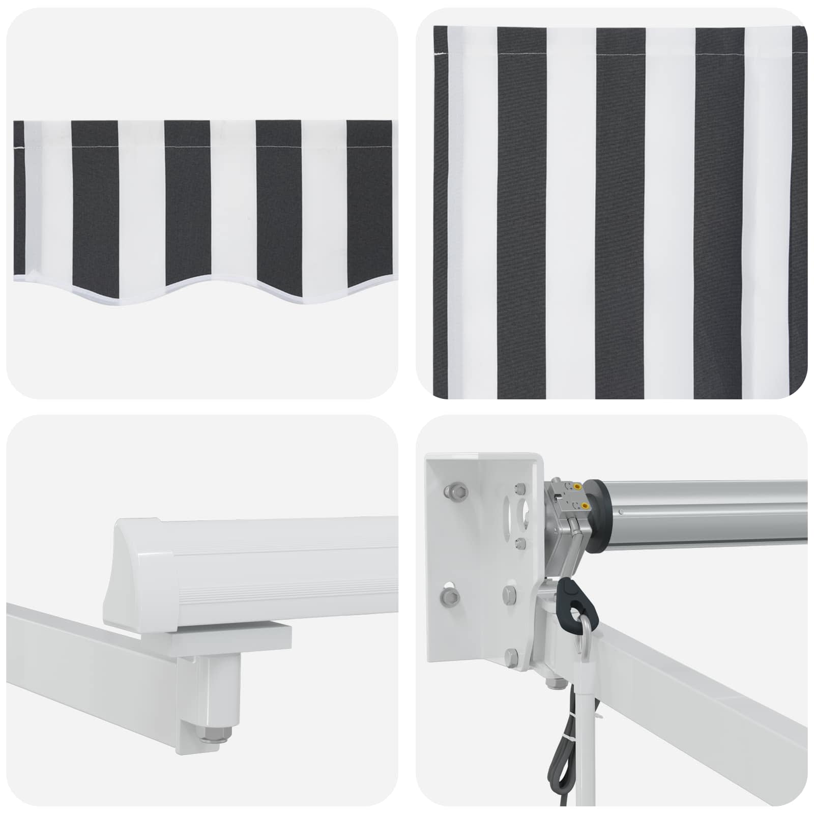 Tettuccio Elettrico Retrattile Antracite e Bianco 4 x 2 m | homemem39