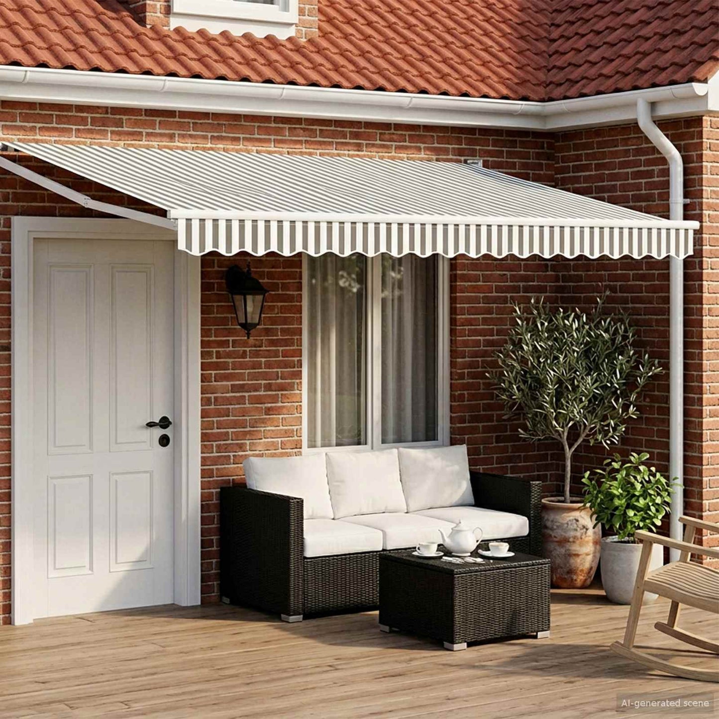 Tettuccio Elettrico Retrattile Antracite e Bianco 4 x 2 m | homemem39
