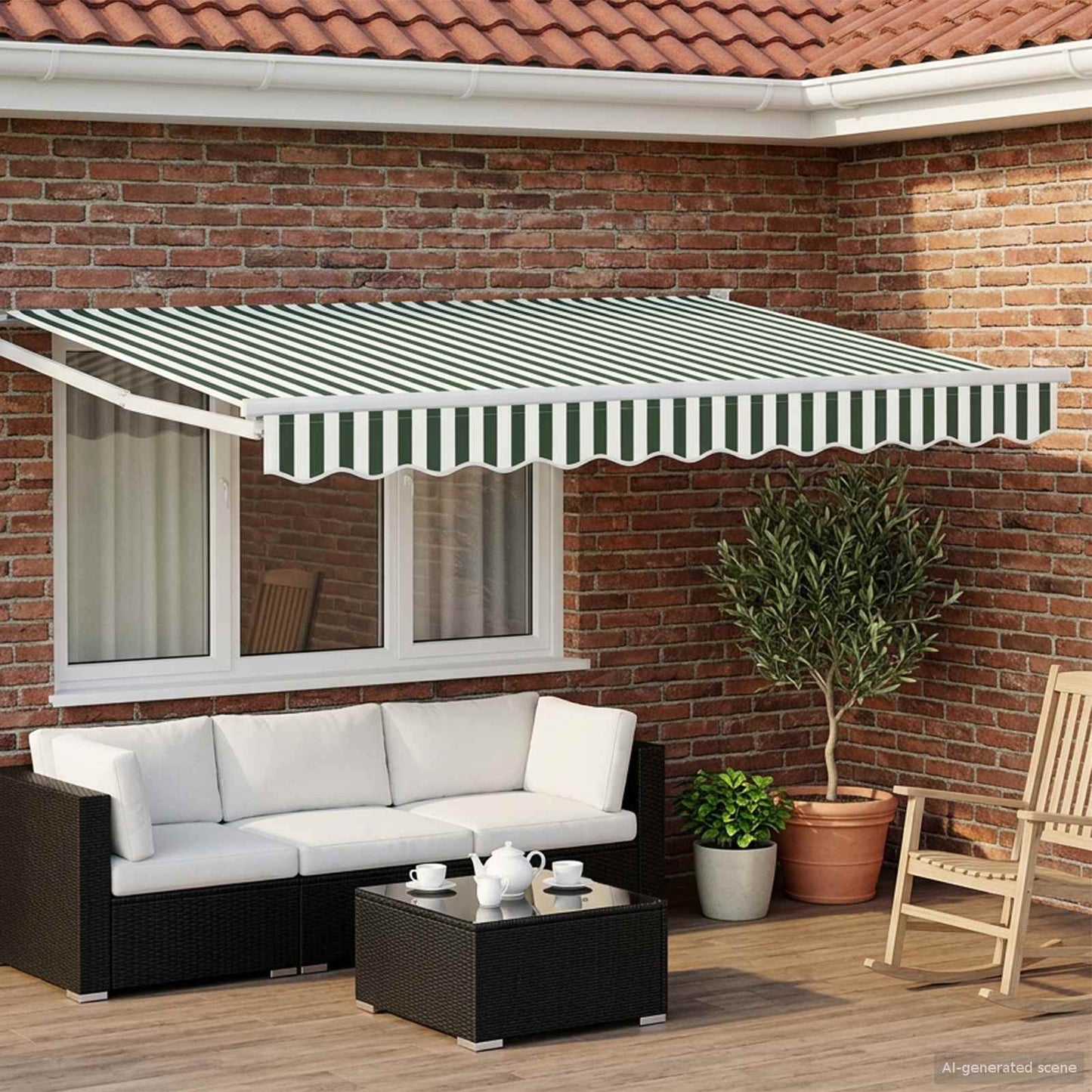 Tettuccio Elettrico Retrattile Verde e Bianco 3,5 x 2,5 m | homemem39