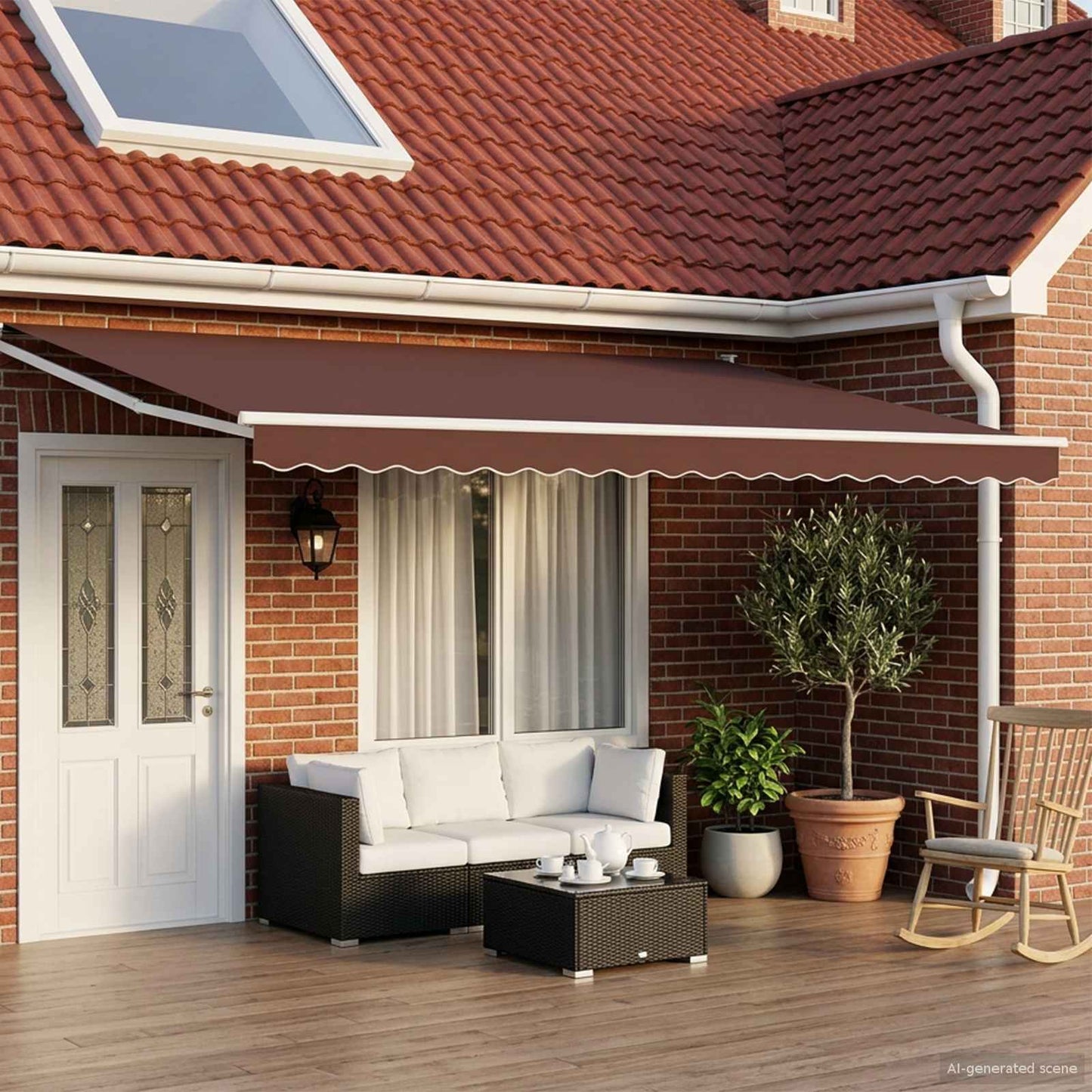 Tettuccio Elettrico Retrattile Marrone e bianco 4 × 3 m | homemem39
