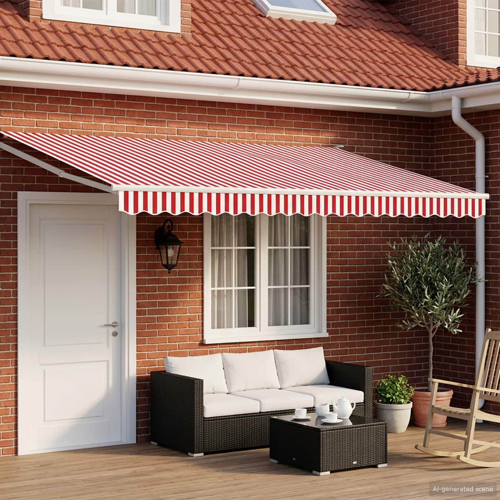 Tettuccio Elettrico Retrattile Rosso e Bianco 4,5 × 3 m | homemem39