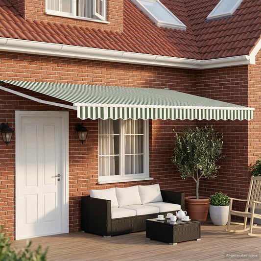 Tettuccio Elettrico Retrattile Verde e Bianco 4,5 × 3 m