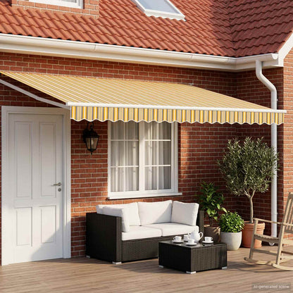 Tettuccio Elettrico Retrattile Giallo, Grigio e Bianco 5 x 3 m | homemem39