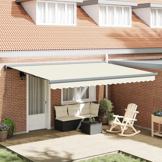 Tenda Retrattile Crema e Grigio 400 × 300 cm Tela e Alluminio | homemem39