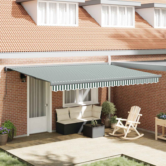 Tenda Retrattile Verde e Bianco 4 × 3 m Tela e Alluminio | homemem39
