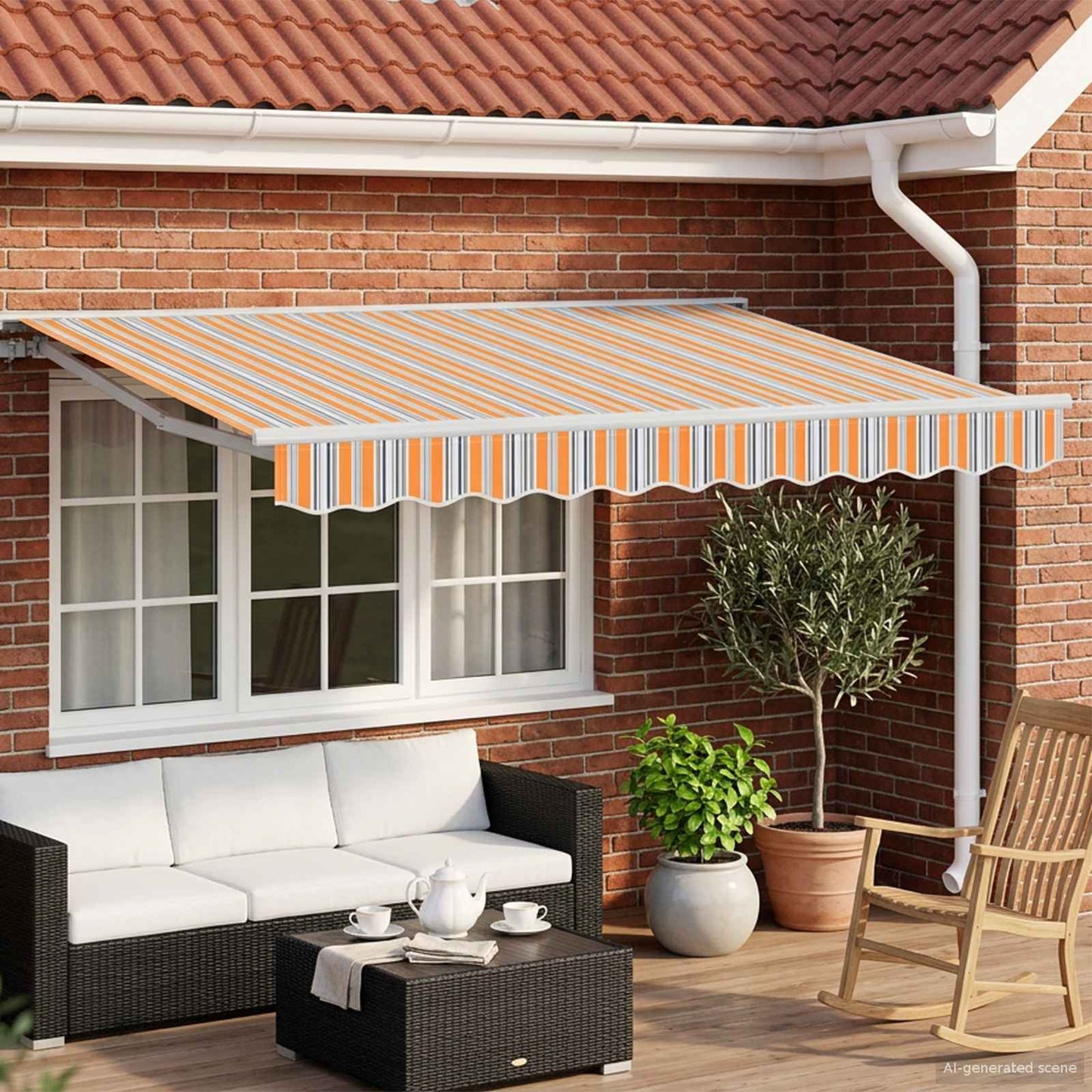 Tenda retrattile manuale Arancione, Grigio, Blu, Bianco | homemem39