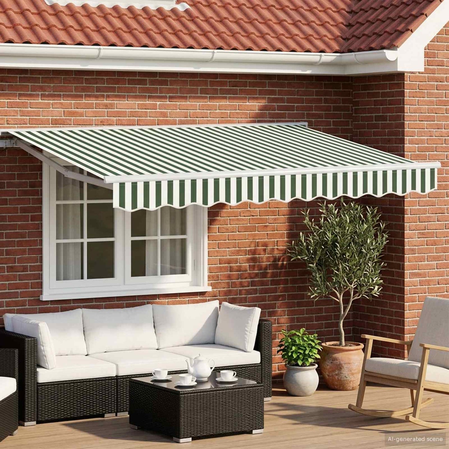Tenda retrattile manuale Verde e Bianco 3 x 2,5 m | homemem39