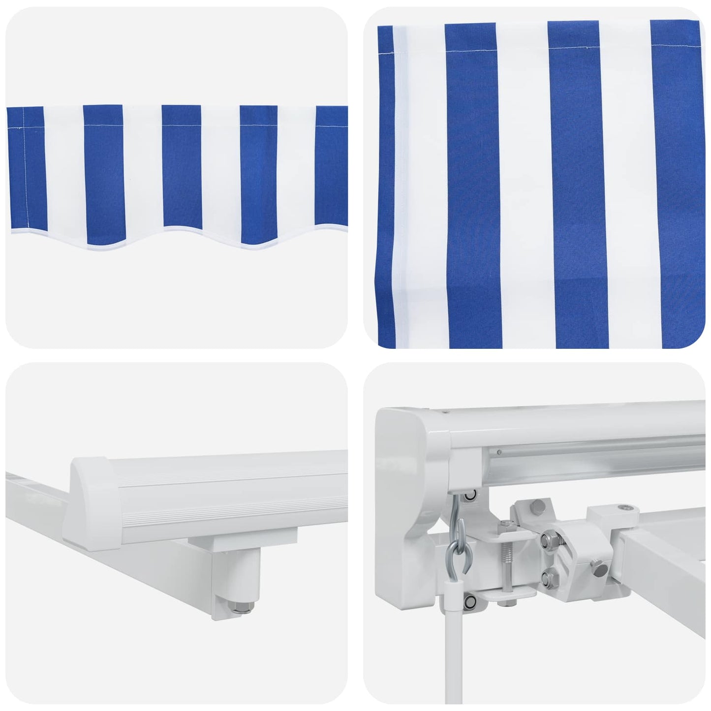 Tenda retrattile manuale Blu e Bianco 3,5 x 2,5 m | homemem39
