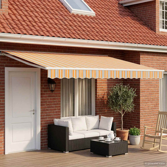 Tenda retrattile manuale Arancione, Grigio, Blu, Bianco | homemem39