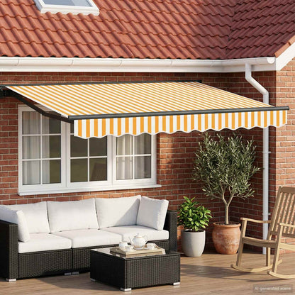 Tenda retrattile manuale Giallo e Bianco 3 x 2 m