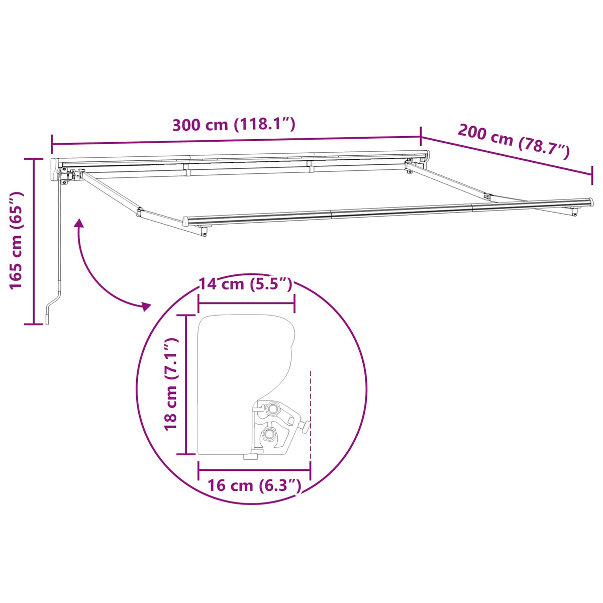 Tenda retrattile manuale Antracite 3 x 2 m | homemem39