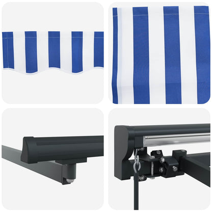 Tenda retrattile manuale Blu e Bianco 4 x 2 m | homemem39