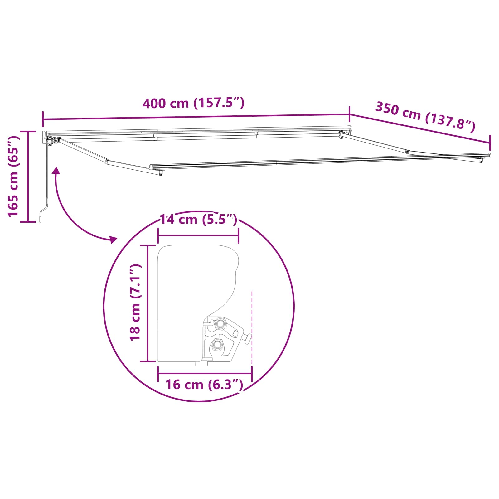 Tenda retrattile manuale Giallo e Bianco 4 × 3,5 m | homemem39