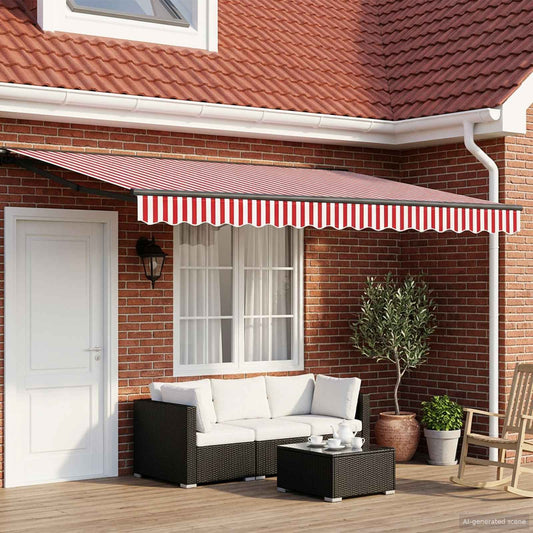 Tenda retrattile manuale Rosso e Bianco 4 × 3,5 m | homemem39