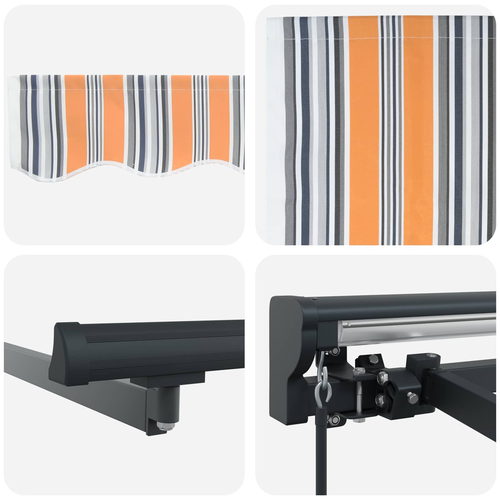 Tenda retrattile manuale Arancione, Grigio, Blu, Bianco | homemem39