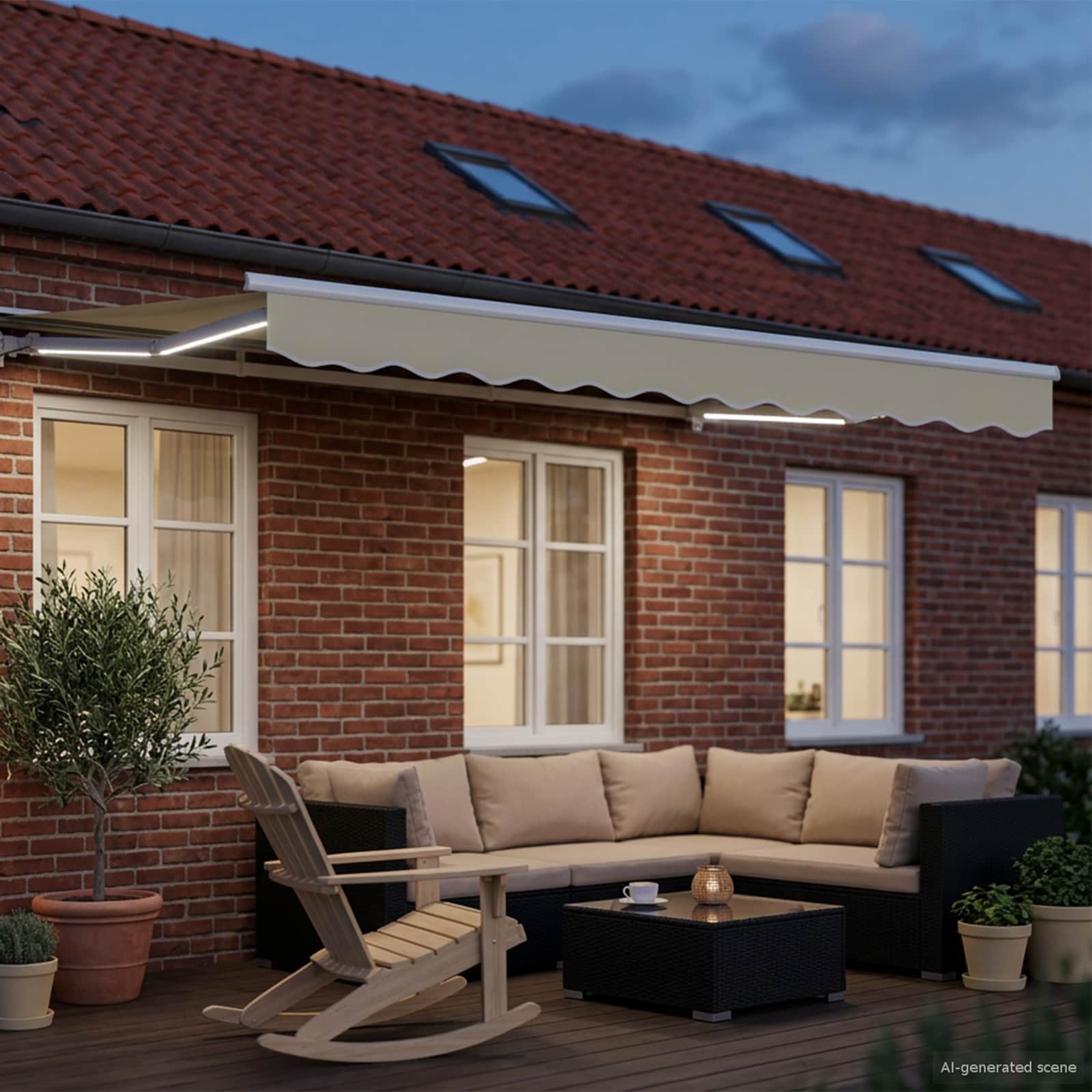 Cornice per Tenda Manuale con LED Crema e Bianco 2,5 x 2 m | homemem39