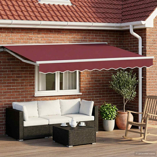 Cornice per Tenda Manuale con LED Borgogna e Bianco 3,5 x 2 m | homemem39