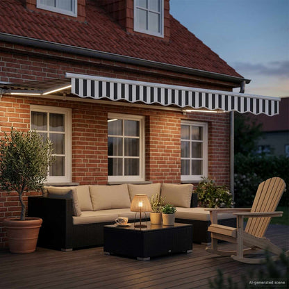 Cornice per Tenda Manuale con LED Antracite e Bianco 3,5 x 2 m | homemem39