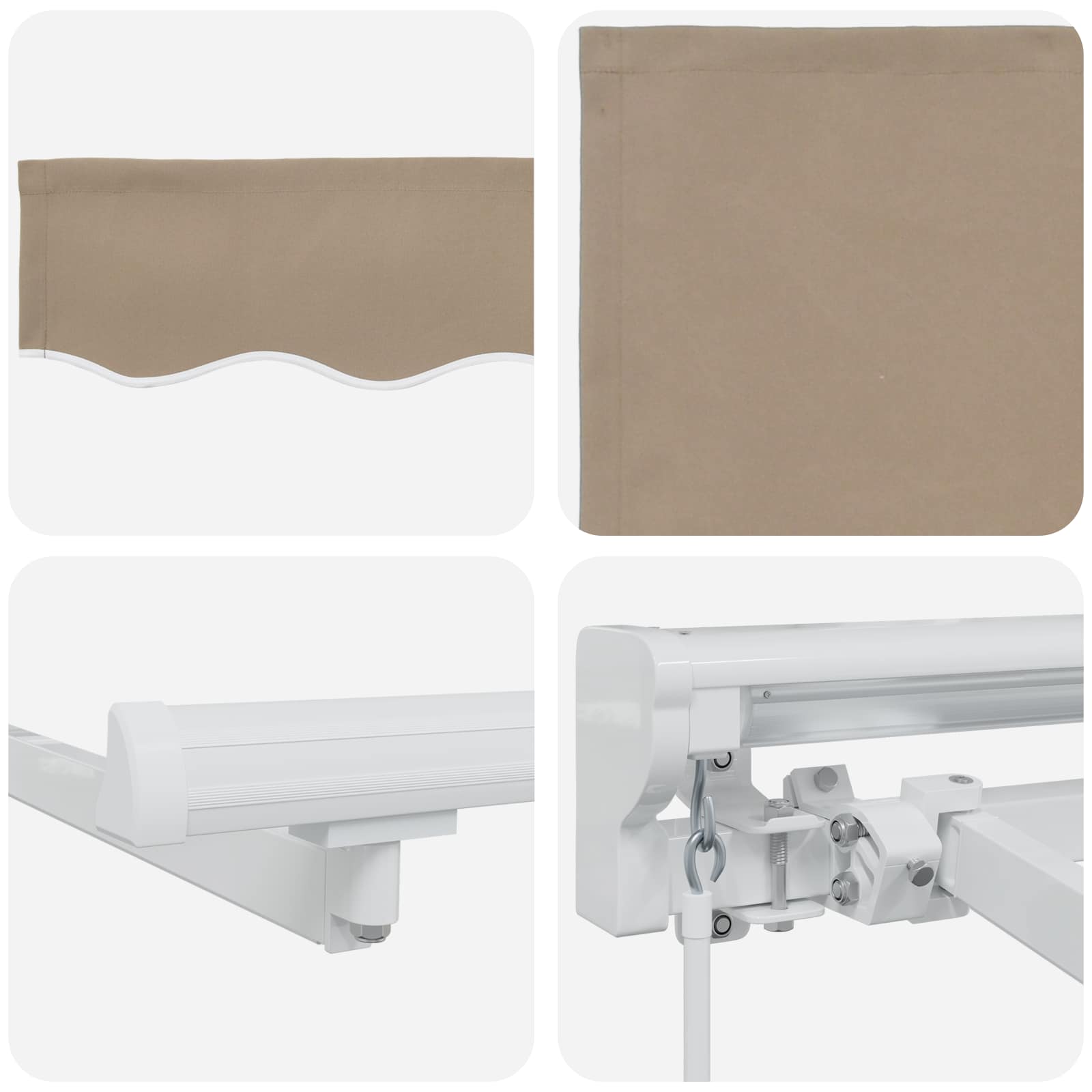 Cornice per Tenda Manuale con LED Beige e Bianco 3,5 x 2 m | homemem39