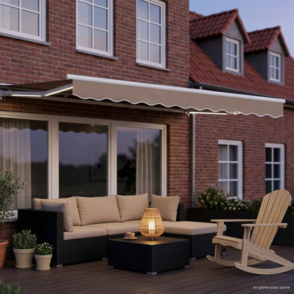 Cornice per Tenda Manuale con LED Beige e Bianco 3,5 x 2 m | homemem39