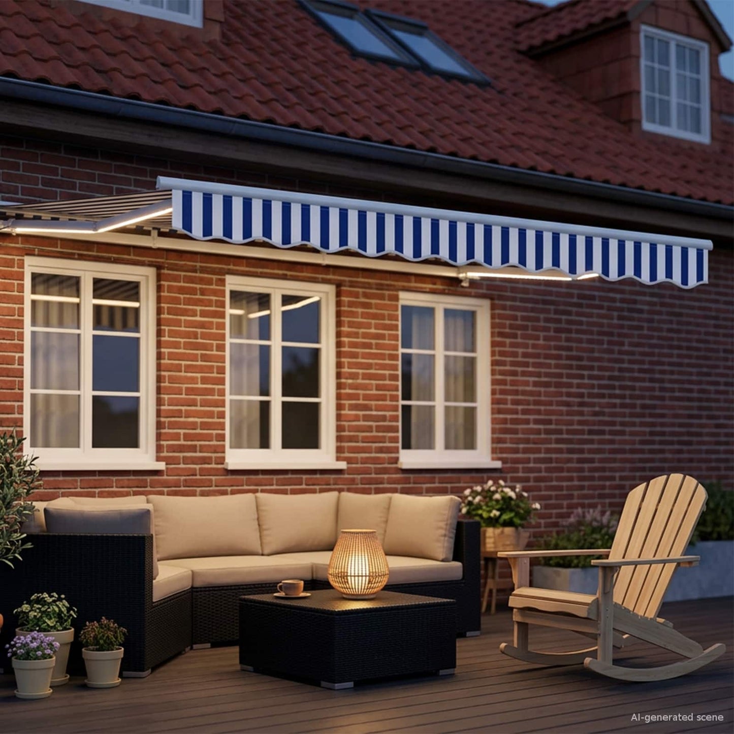 Cornice per Tenda Manuale con LED Blu e Bianco 3 x 2,5 m | homemem39