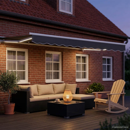 Cornice per Tenda Manuale con LED Bianco e Antracite 3 x 2,5 m | homemem39