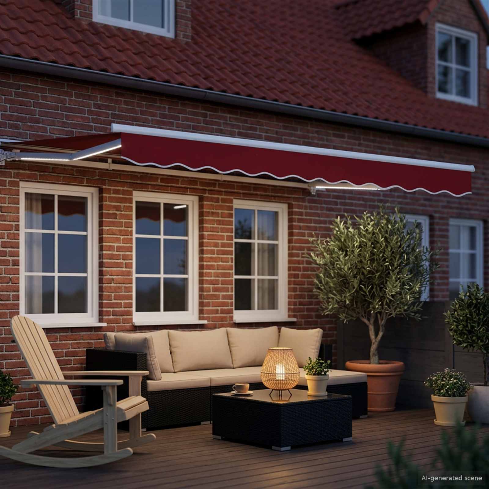Cornice per Tenda Manuale con LED Rosso e Bianco 3 x 2,5 m | homemem39