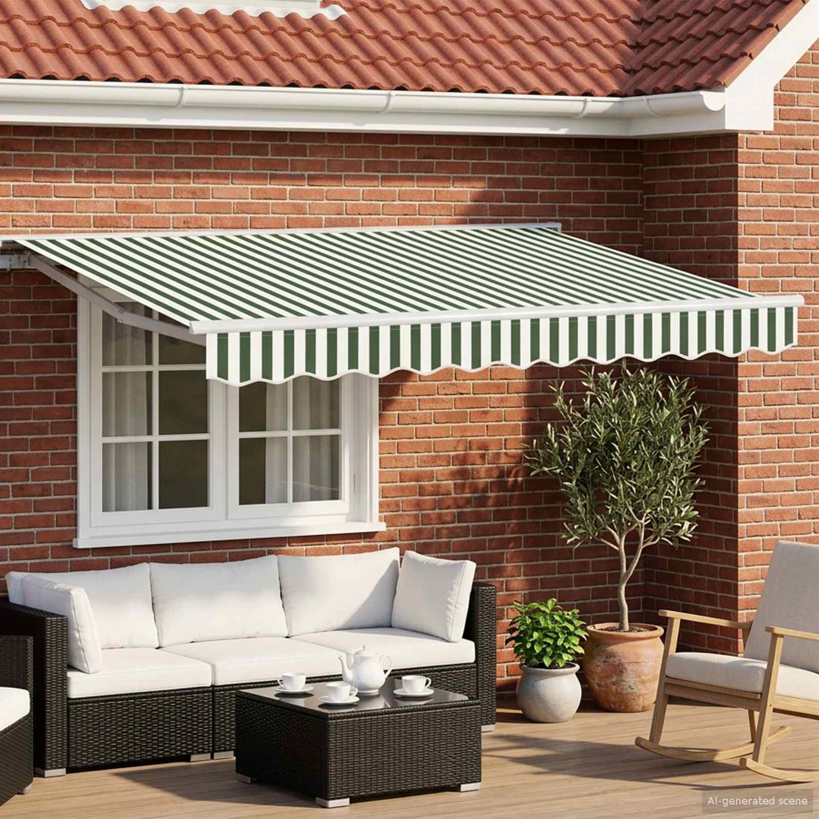 Cornice per Tenda Manuale con LED Verde e Bianco 3 x 2,5 m | homemem39