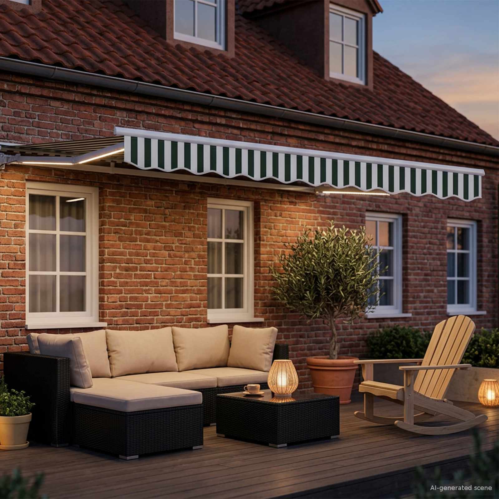 Cornice per Tenda Manuale con LED Verde e Bianco 3 x 2,5 m | homemem39