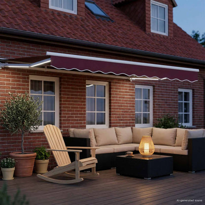 Cornice per Tenda Manuale con LED Borgogna e Bianco 3,5 x 2,5 m | homemem39