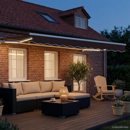 Cornice per Tenda Manuale con LED Marrone e bianco 3,5 x 2,5 m | homemem39