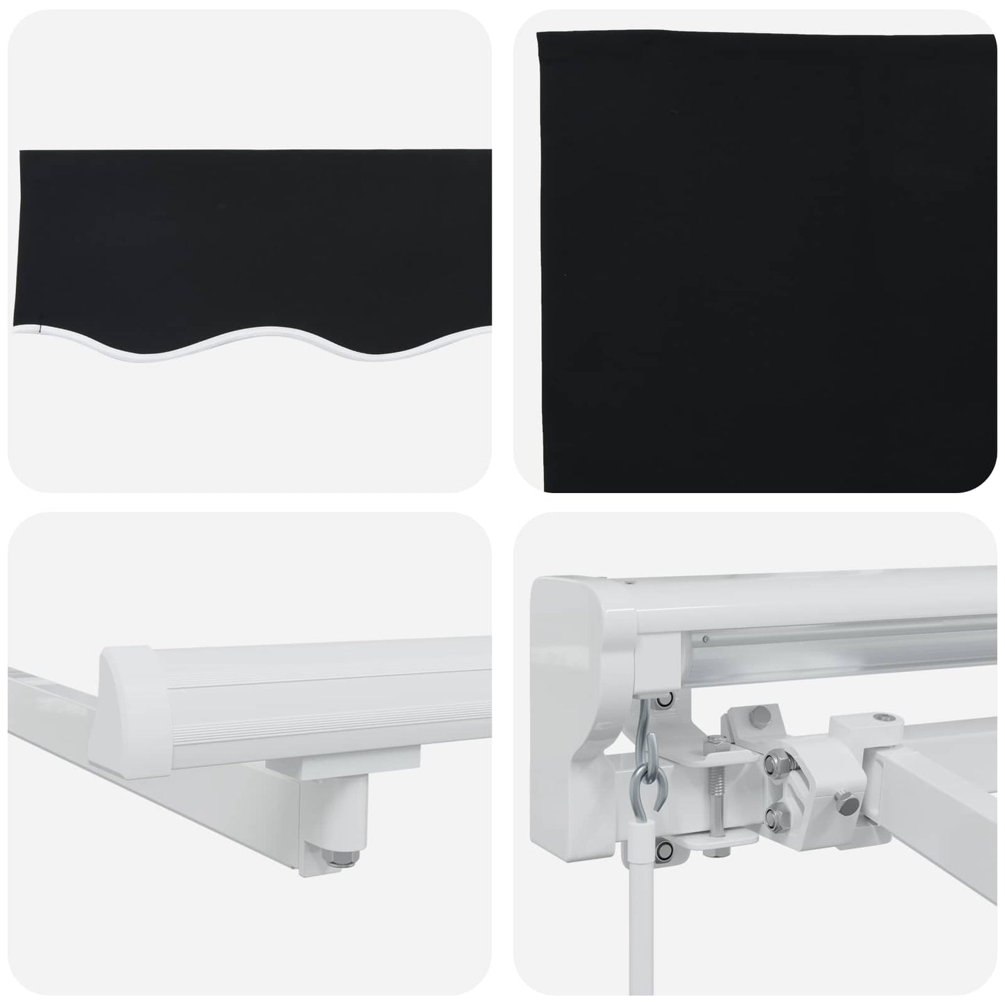 Cornice per Tenda Manuale con LED Nero e Bianco 3,5 x 2,5 m