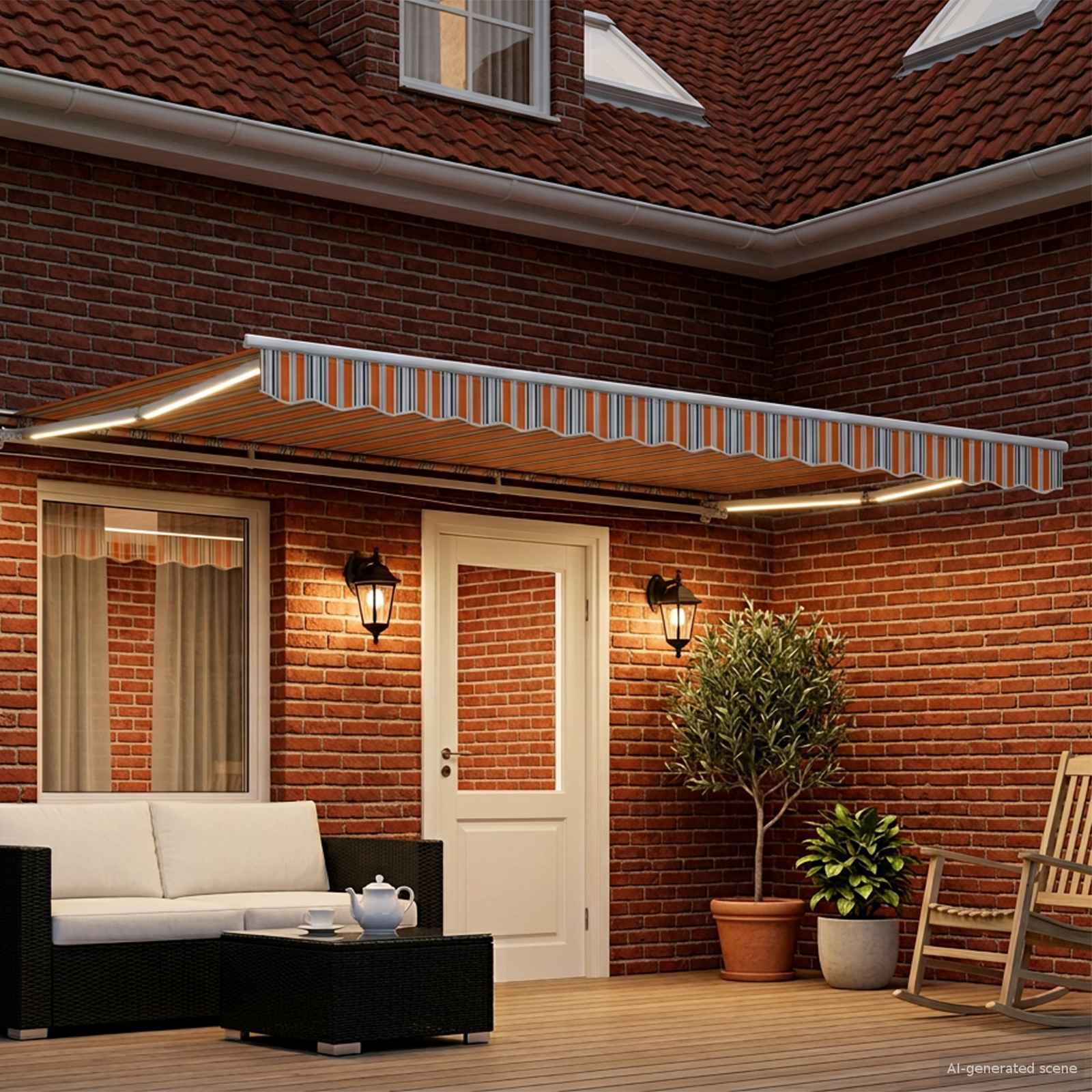 Cornice per Tenda Manuale con LED 4 × 3 m | homemem39
