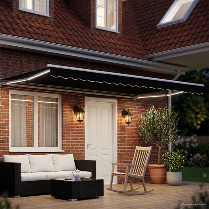 Cornice per Tenda Manuale con LED Nero e Bianco 4 × 3 m | homemem39