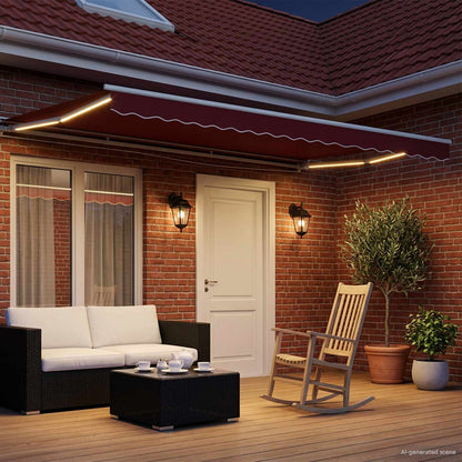 Cornice per Tenda Manuale con LED Rosso e Bianco 4 × 3 m | homemem39